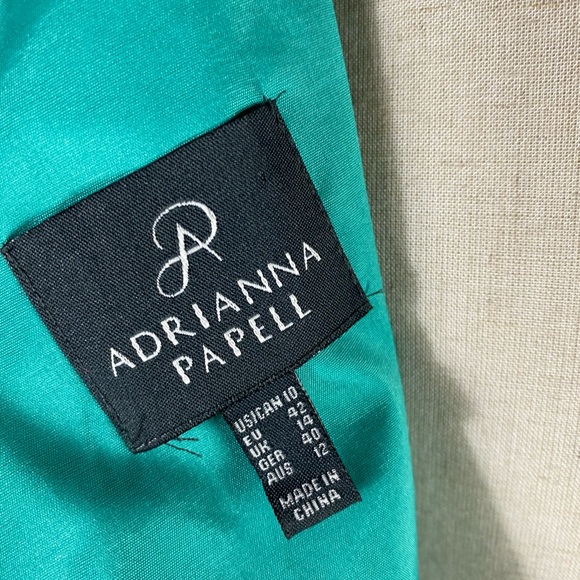 ADRIANNA PAPELL Kelly Green Lace Cap Sleeve Cocktail Sheath Dress US Womens 10 - Picture 8 of 9